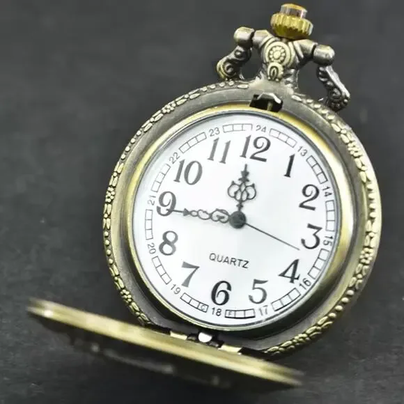 Police Badge Pocket Watch Gold Men's Valentine's Birthday Vtg Antique Style Gift